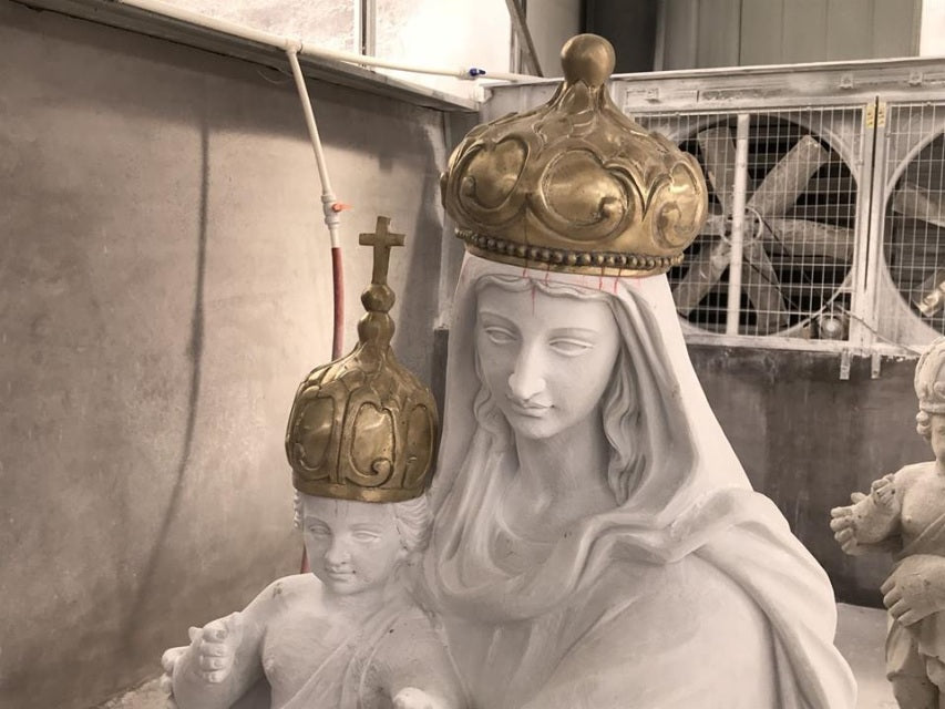 Custom Marble Mary with Bronze Crown