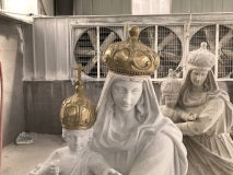 Custom Marble Mary with Bronze Crown