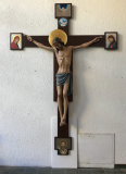 Custom hand painted hand carved crucifix