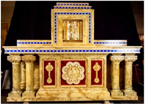 Solid Wood altar in Marblized Finish