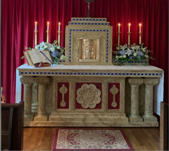 Solid Wood altar in Marblized Finish