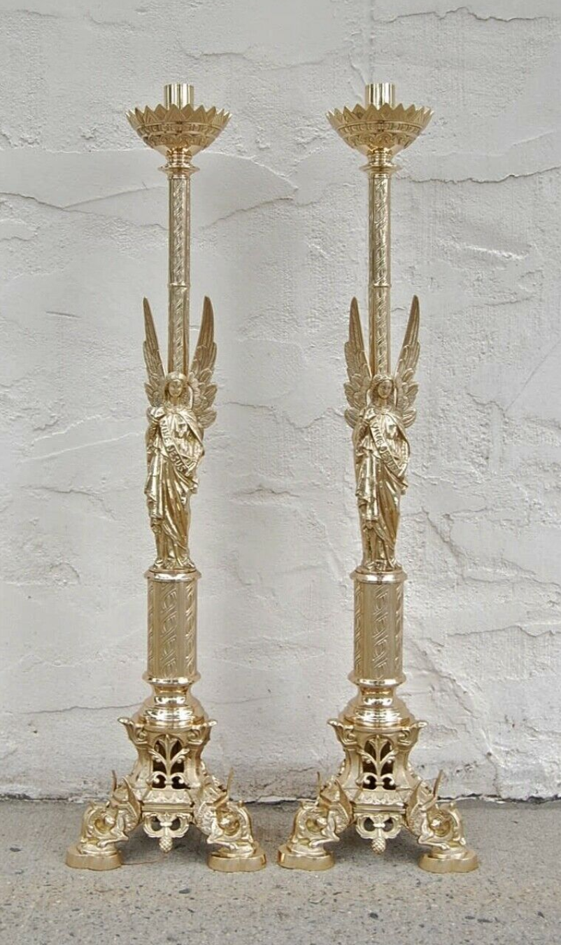 H-166 40" Angel Candlestick priced by pair Fynders Keepers