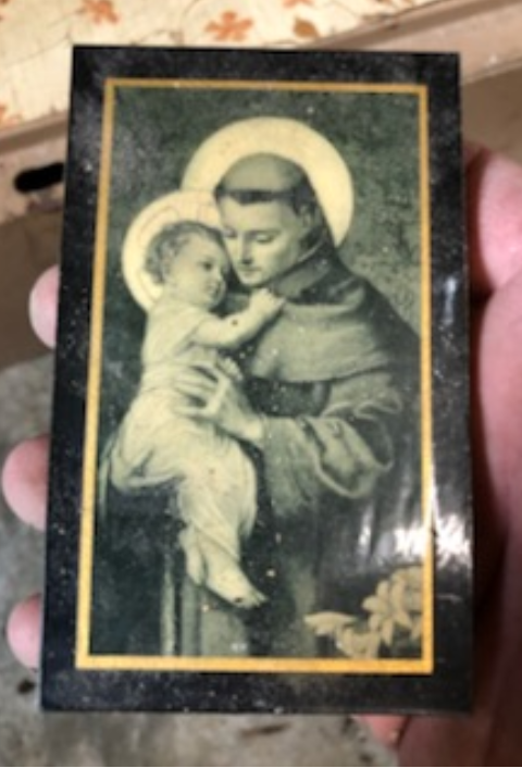 St Anthony Image on wood 1940s