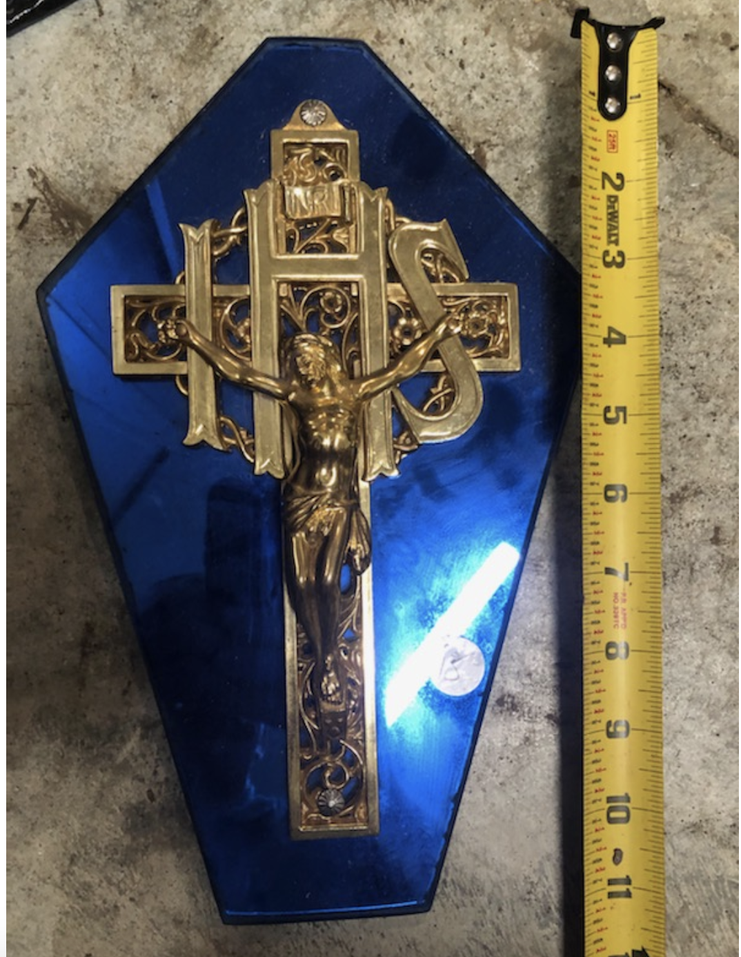 Brass on Glass Crucifix