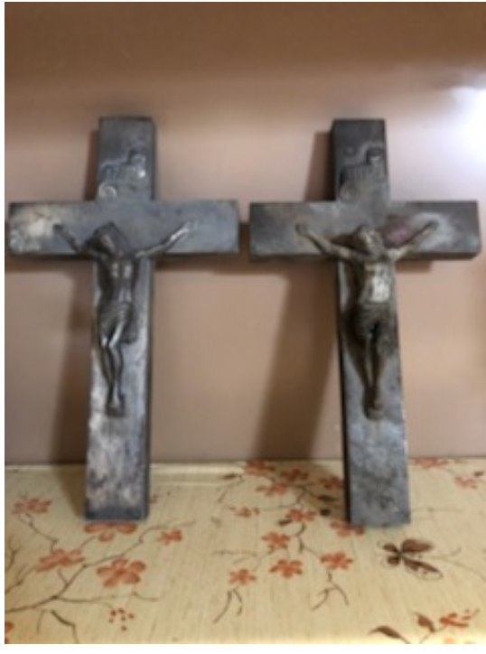 Tin Crucifixes set.