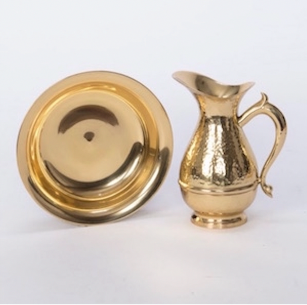 H-314HAM Hammered Brass Ewer and Basin, Lavabo Set Fynders Keepers