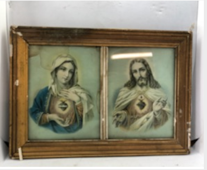 Nice Print of Immaculate Heart and Sacred Heart ANTIQUE