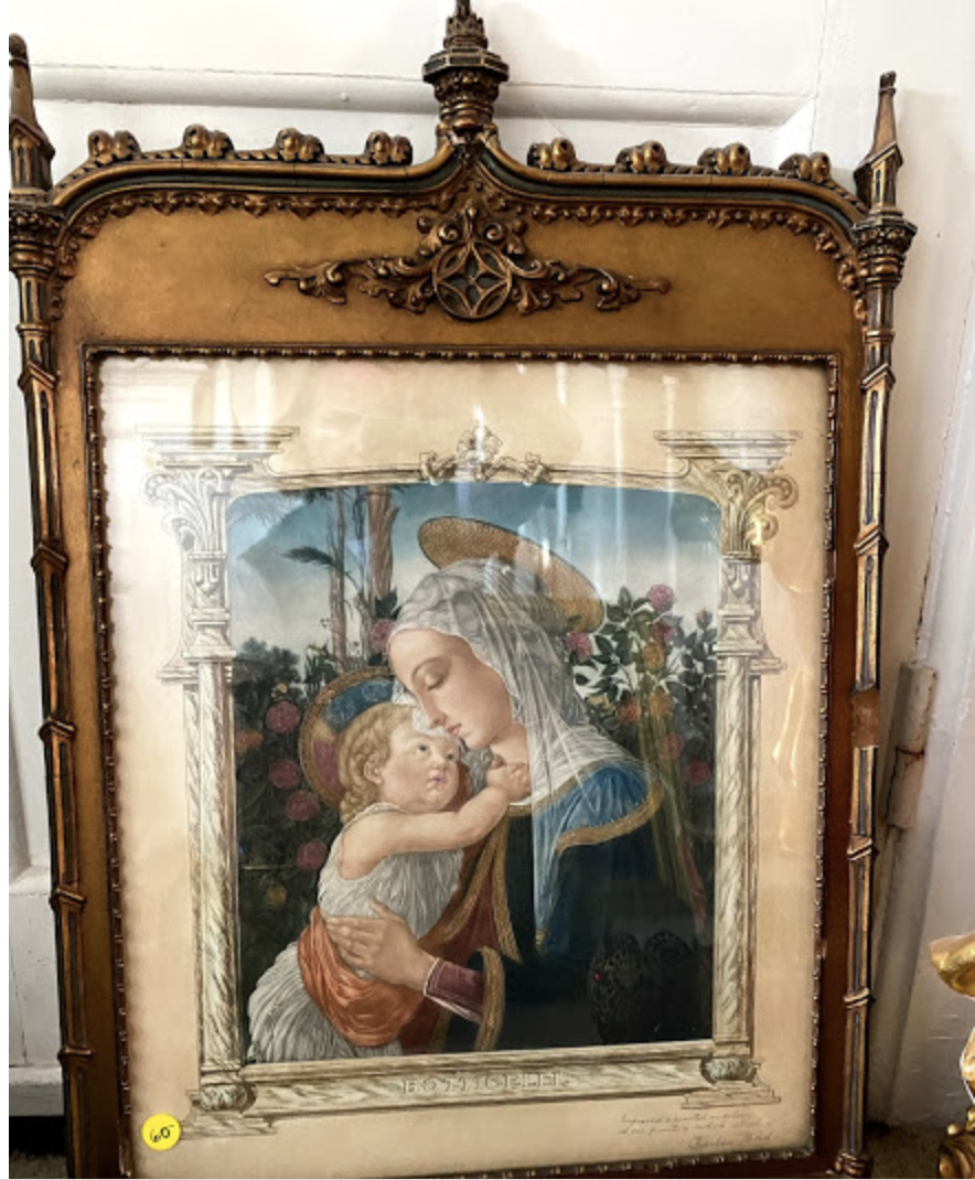 Gothic framed Image of BVM and Child