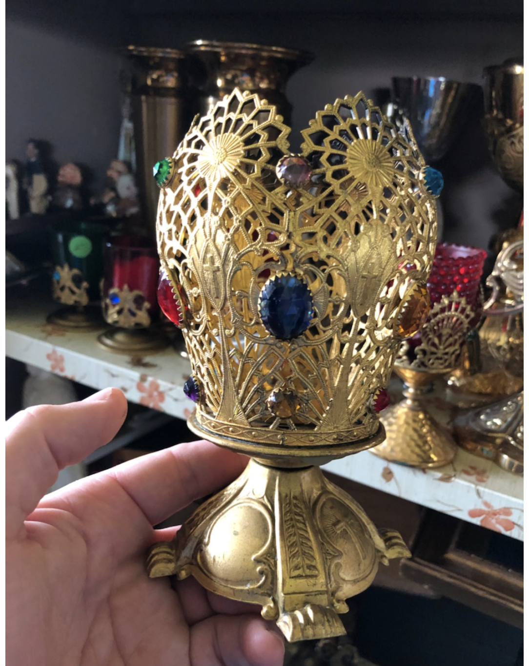 Nice Jeweled Medium Sized Votive very delicate Fynders Keepers