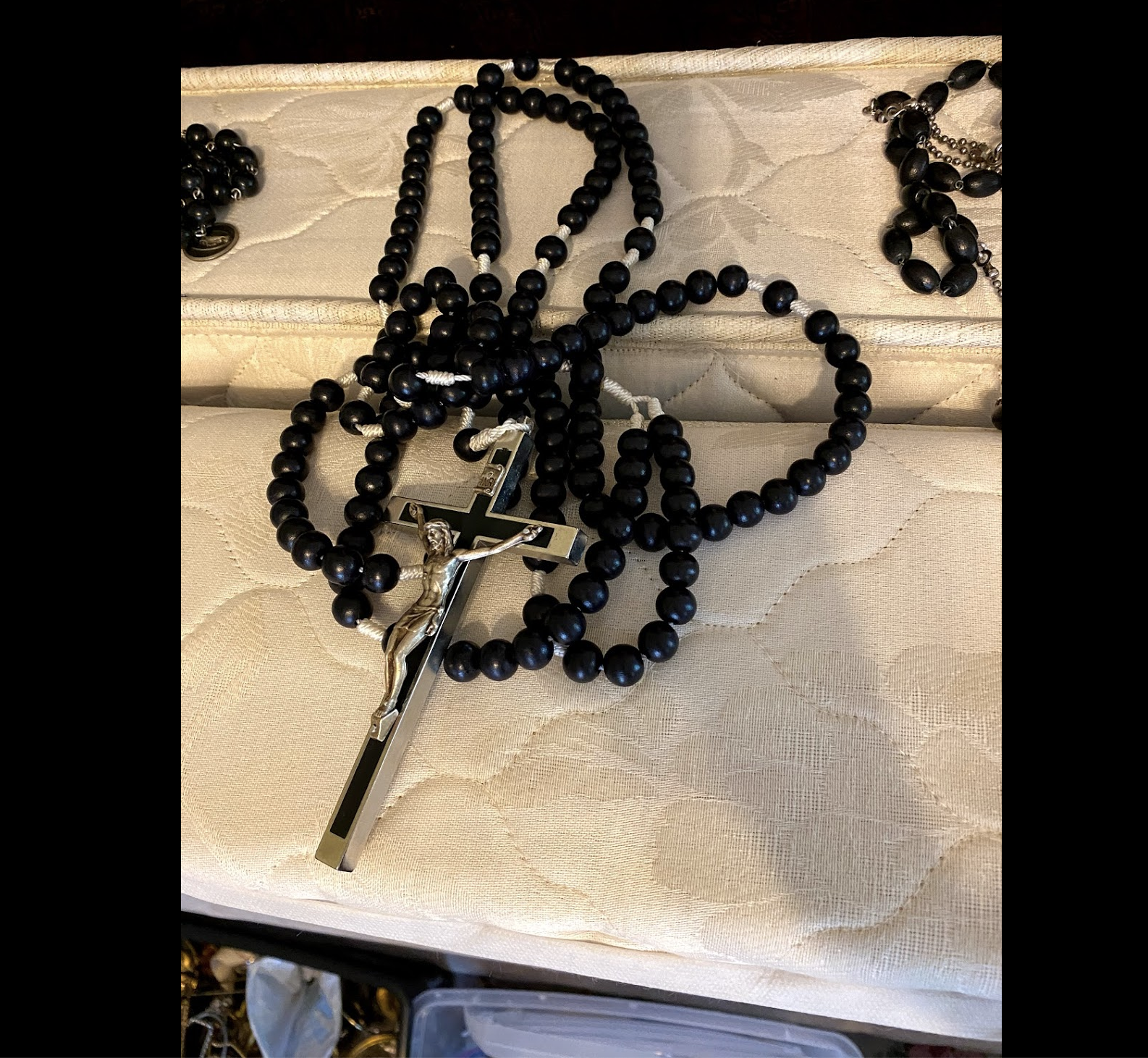 Ebony Crucifix and Habit Rosary x5