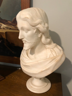 Lifesize Busts of Christ and Sorrowful Mother in Marble