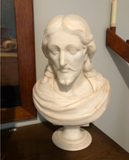 Lifesize Busts of Christ and Sorrowful Mother in Marble