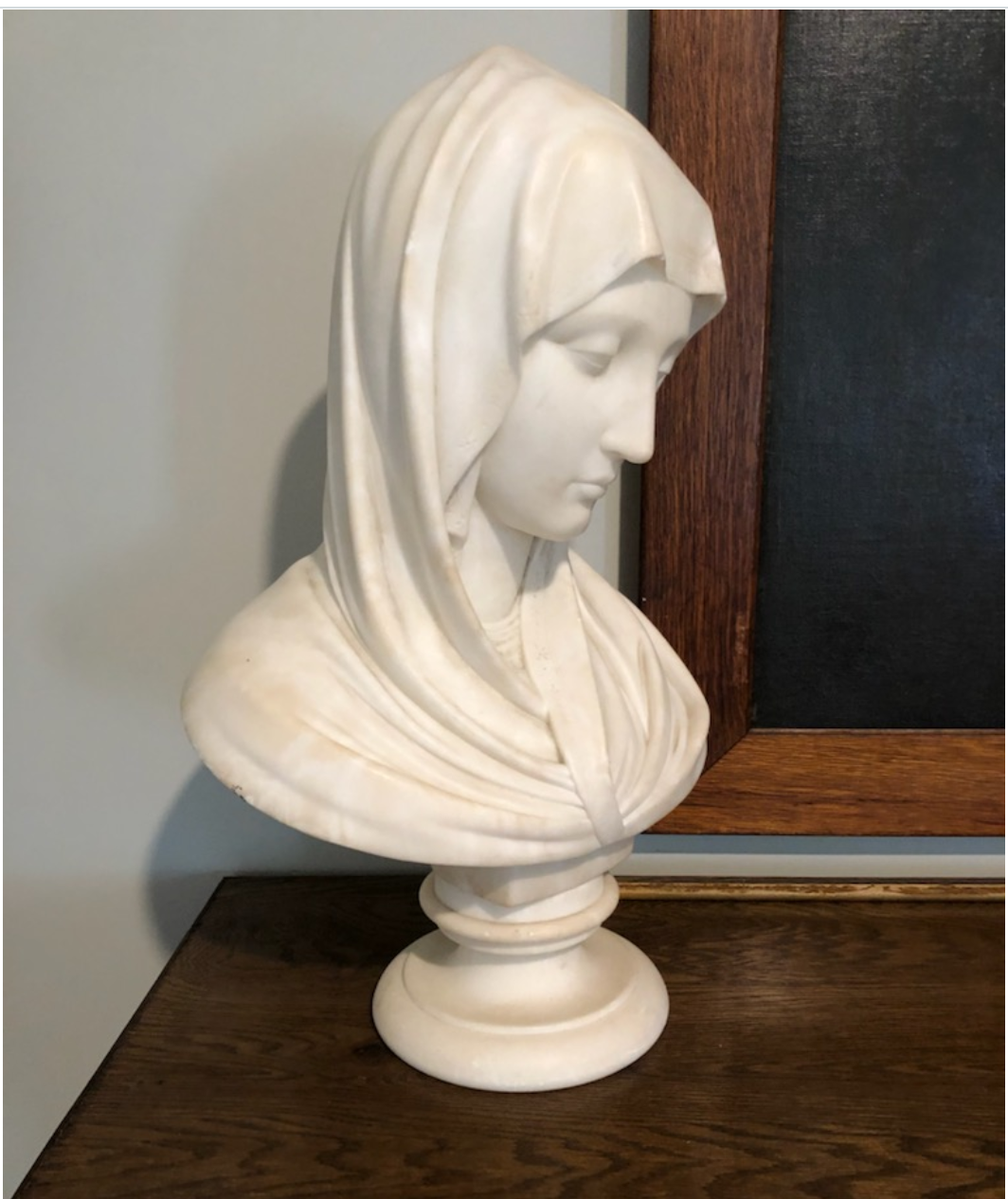 Lifesize Busts of Christ and Sorrowful Mother in Marble