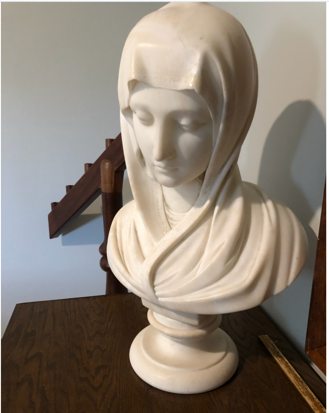 Lifesize Busts of Christ and Sorrowful Mother in Marble