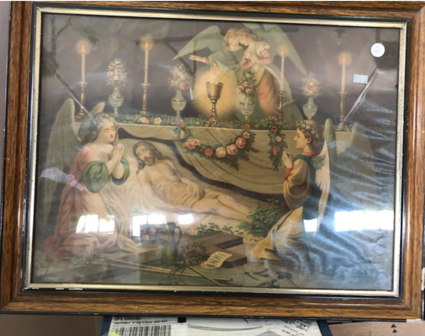 Antique Repose of Christ and Mother Mary Set Framed Set