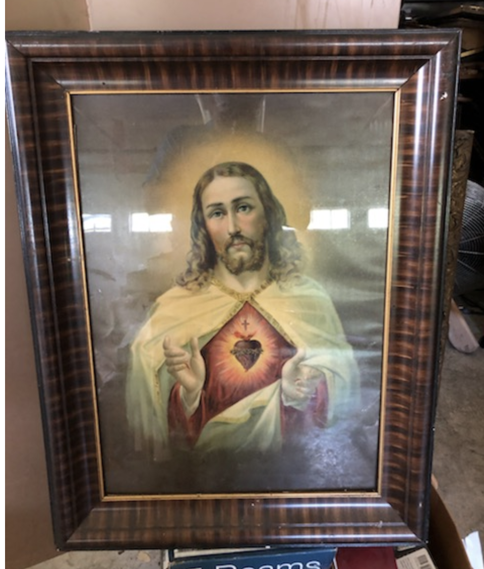 Large Sacred Heart in Turtle Shell Frame