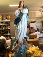 Antique Assumption of Mary Statue with Glass eyes