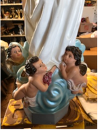 Antique Assumption of Mary Statue with Glass eyes