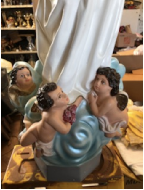 Antique Assumption of Mary Statue with Glass eyes