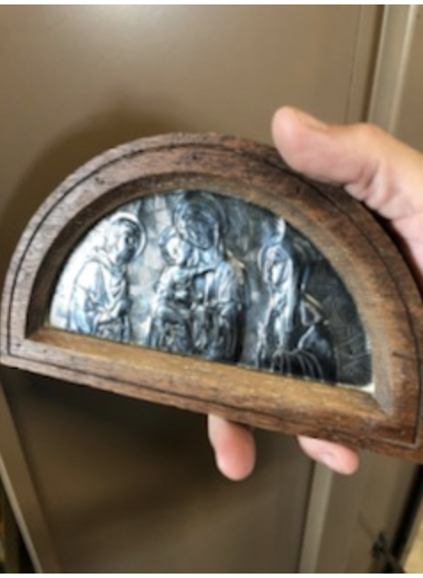 Antique French Engraving in Silver of Holy Family