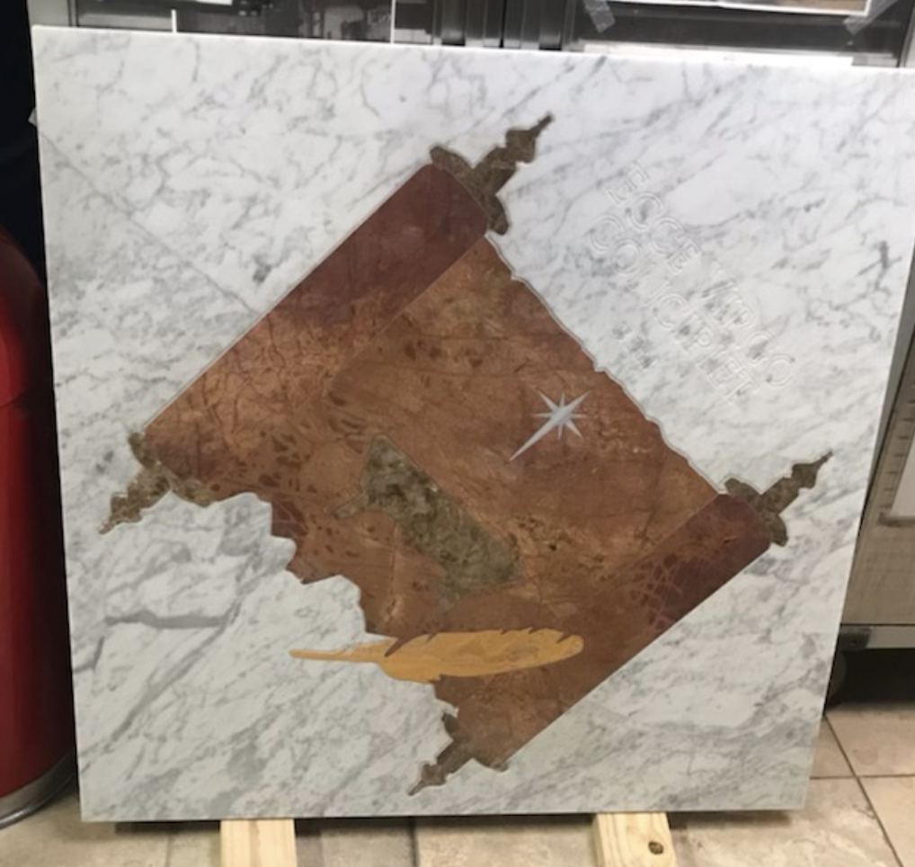 Solid Marble Medallions with Bronze and Metal Inserts