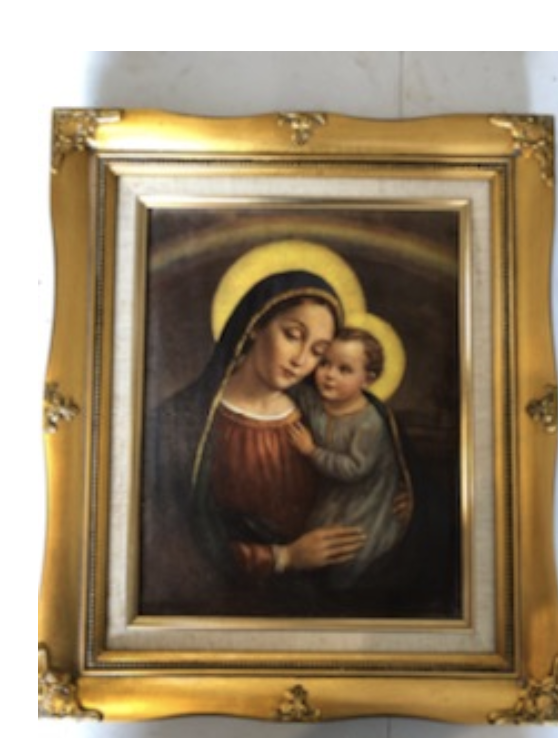 Mother and Child on Canvas Gilt Frame