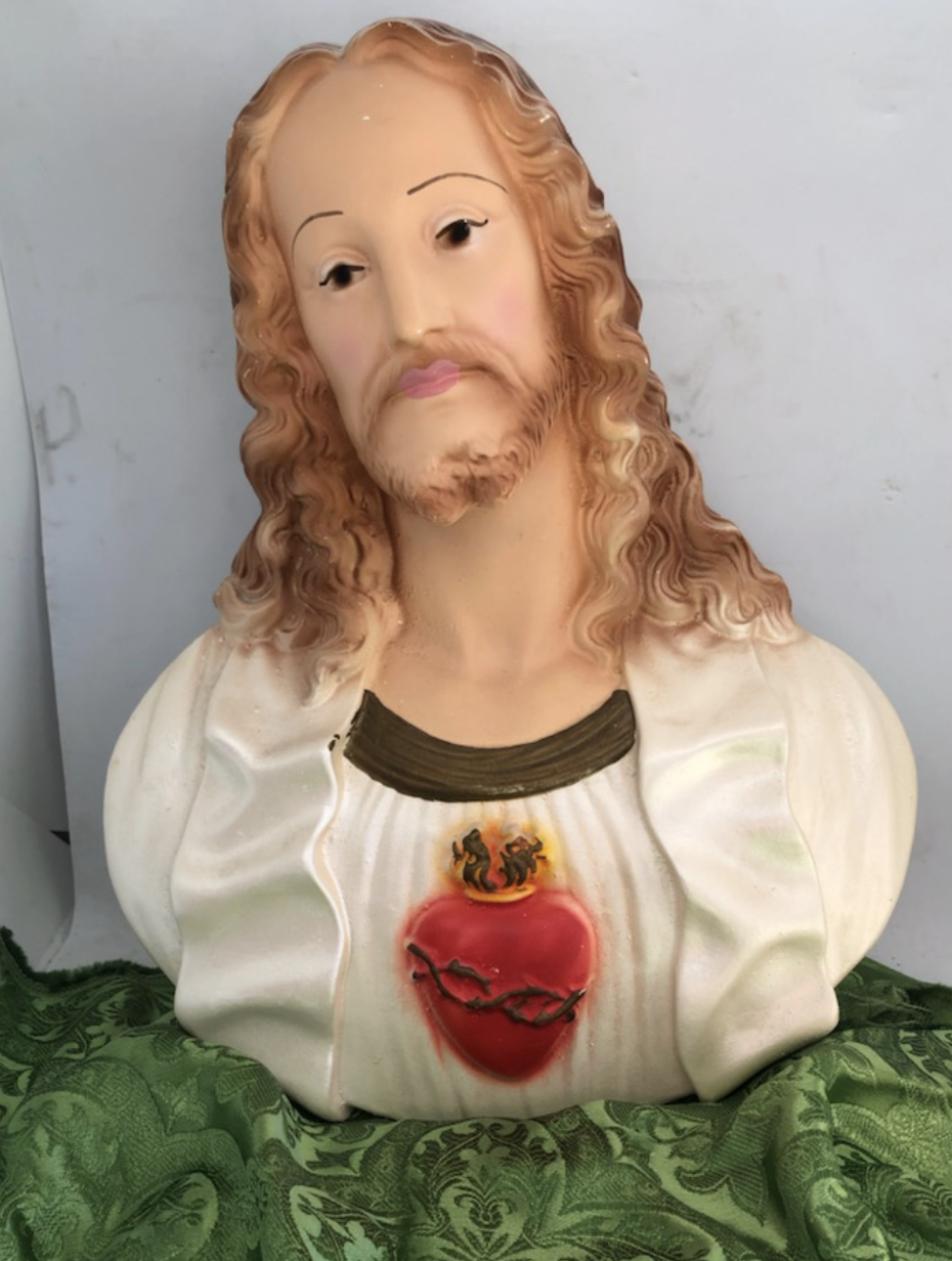 Nice Wall Reliefs of Sacred Heart and Immaculate Heart