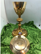 Antique French Chalice, Sterling Enameled Porcelian Panels AH72