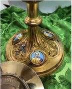 Antique French Chalice, Sterling Enameled Porcelian Panels AH72