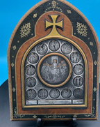 Engraved on Tooled Leather 14 Stations of the Cross and Last Supper