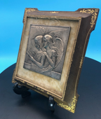 French Tooled leather Relief w/ Angels "Alleluia"