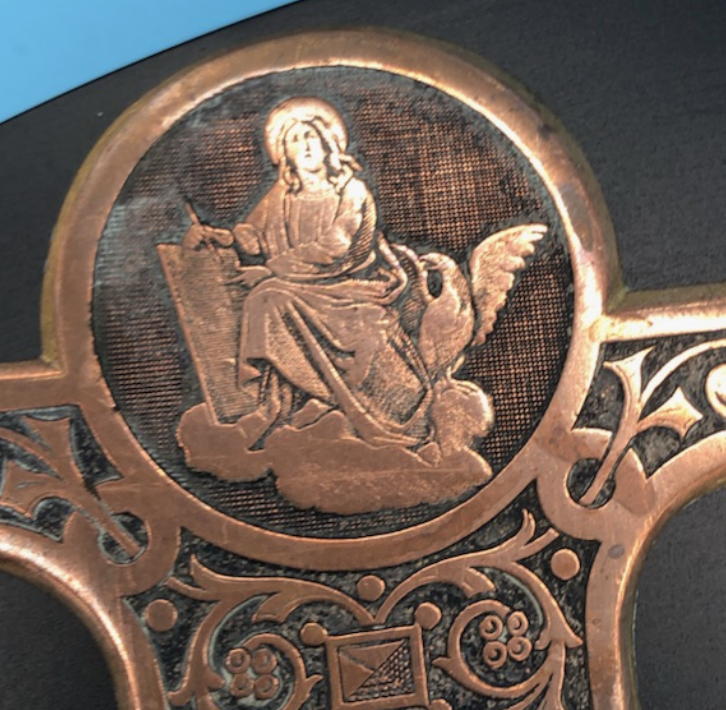 Engraved 16x11 Crucifix from France with 4 evangelists. Stunning piece.