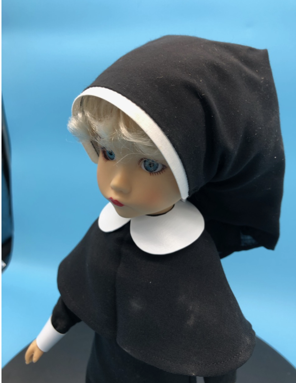 Nun Doll with Wooden Stand