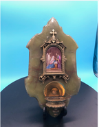 Hand Painted Porcelian of Our Lady Receiving Holy Communion from St John on Onyx