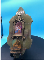 Hand Painted Porcelian of Our Lady Receiving Holy Communion from St John on Onyx