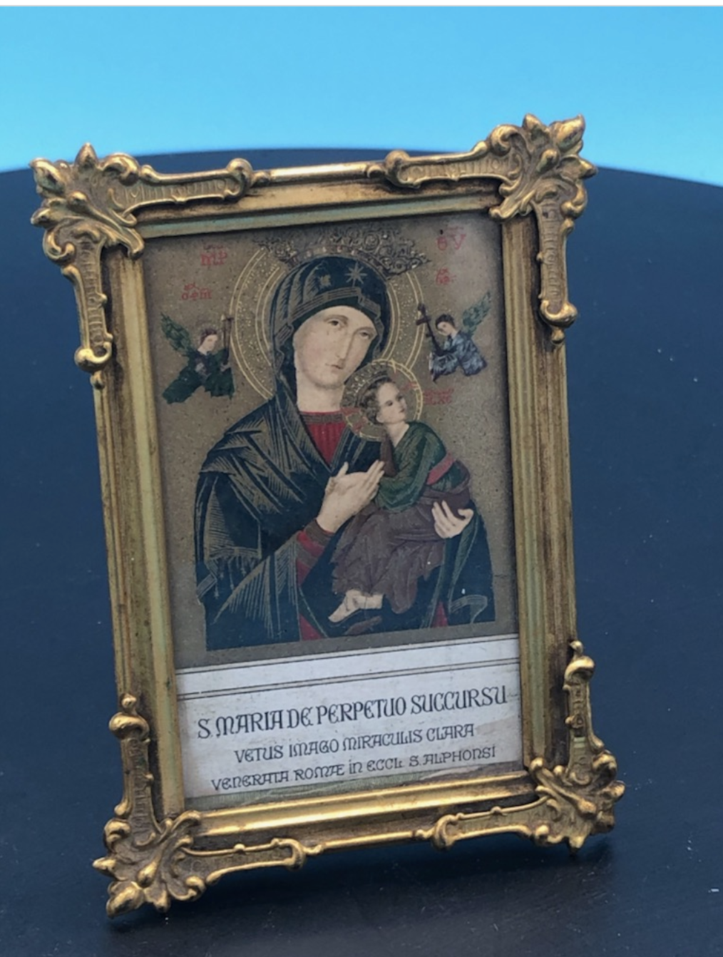 Our Lady of Perpetual Help Print in Brass Frame