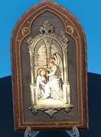 French Engraved Our Lady Receiving Holy Eucharist from Angel
