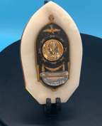 French Onyx Holy Water Font With Virgin Mary Embossing