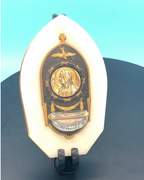 French Onyx Holy Water Font With Virgin Mary Embossing