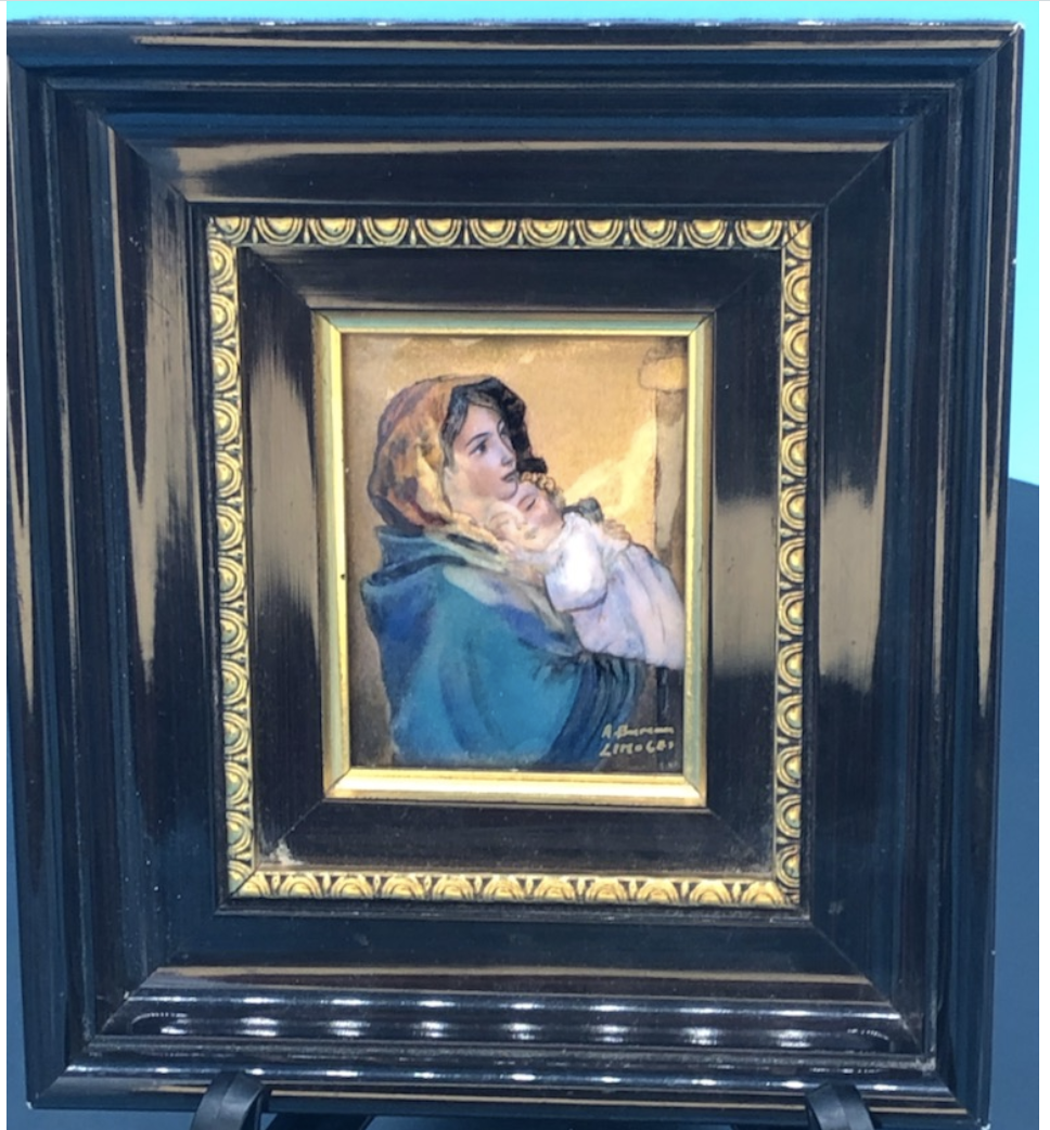 Vintatge French Limoge signed of Mother of the Streets and Child