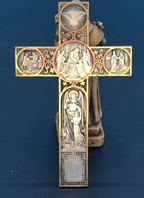 Beautiful Engraved Cross with mutilple scenes F. Biscay signed.
