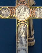 Beautiful Engraved Cross with mutilple scenes F. Biscay signed.