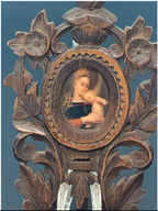 Hard Carved wood and Hand Made Porcelian of Our Lady and Child. Unique