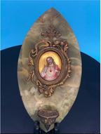 Stunning Green Onyx Porcelian of Sacred Heart in Elipical Pattern. Great rare French Piece