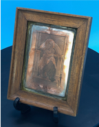 Infant Child, John the Baptist and Our lady Engraved and signed mounted in Walnut