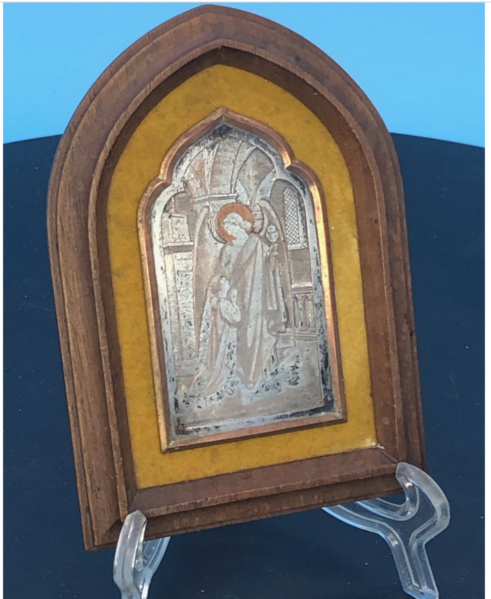 First Holy Communion Engraving set in walnut