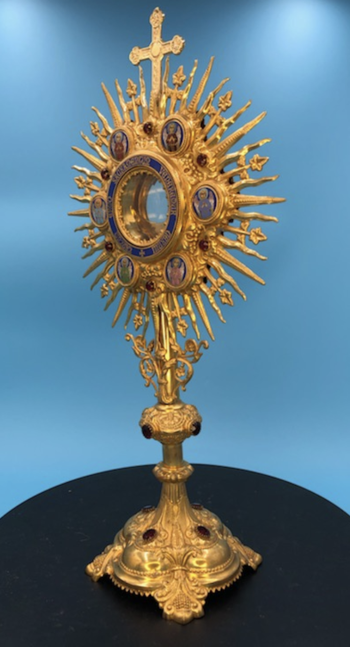 Stunning European Enameled Monstrance 21.5" Model 254
