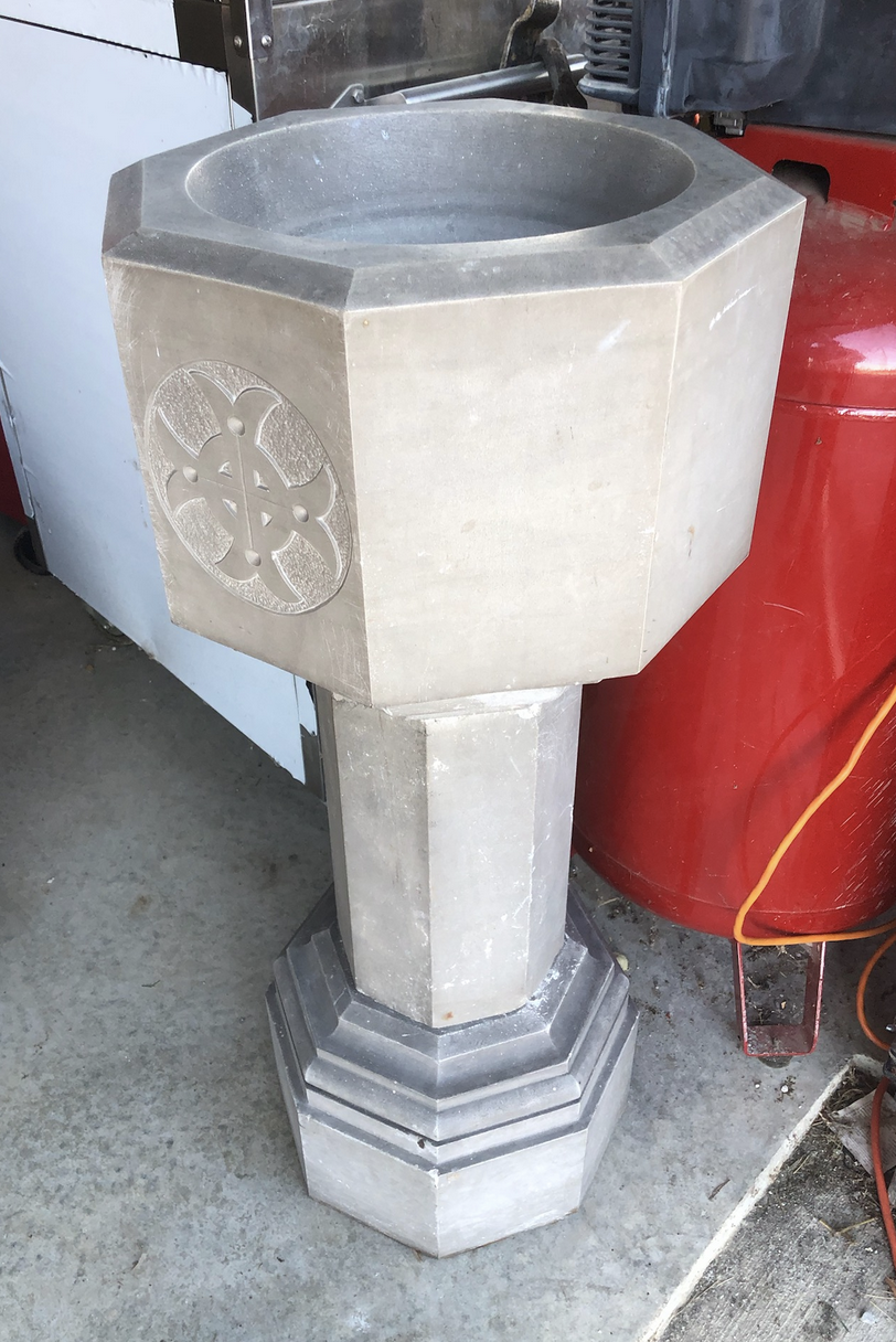 Limestone baptismal Font