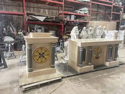 Custom Marble and Mosaic Altar Set