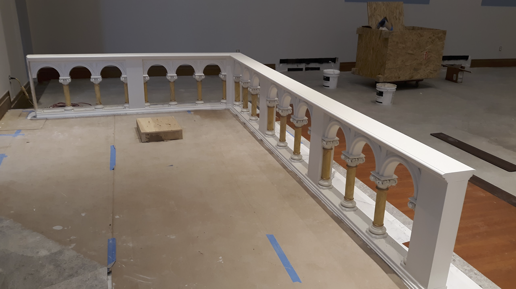 Romanesque Custom Altar Railing and antique altar install